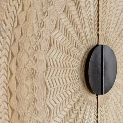 Wardrobe - Mango wood cabinet and aged white metal legs - GINER Y COLOMER