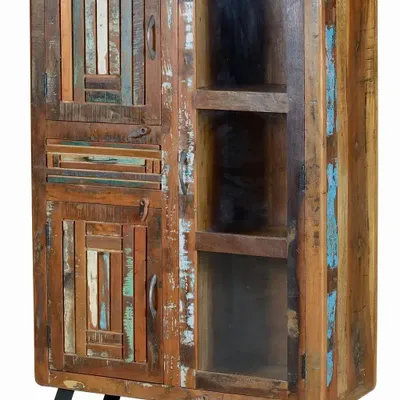 Buffets - Vitrine en bois de manguier et pieds en métal multicolore - GINER Y COLOMER