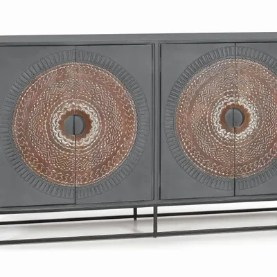 Sideboards - Sideboard in mango wood and metal legs - GINER Y COLOMER