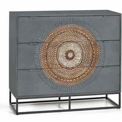 Chests of drawers - Mango wood chest of drawers and gray and brown metal legs - GINER Y COLOMER