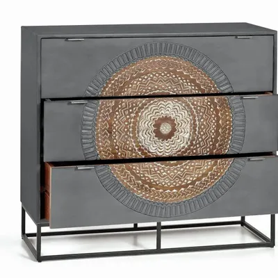 Chests of drawers - Mango wood chest of drawers and gray and brown metal legs - GINER Y COLOMER