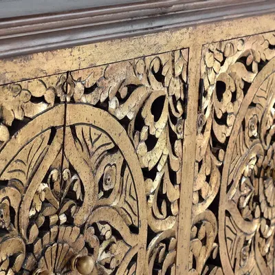 Buffets - Buffet en bois de manguier sculptée et feuille d'or - GINER Y COLOMER