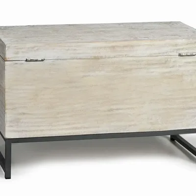 Boîtes de rangement  - Coffre en manguier et pieds en métal blanc vieilli - GINER Y COLOMER