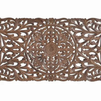 Beds - Antique Brown Hand Carved Headboard - GINER Y COLOMER