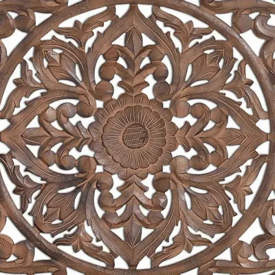 Lits - Tête de lit sculpté à la main marron antique - GINER Y COLOMER