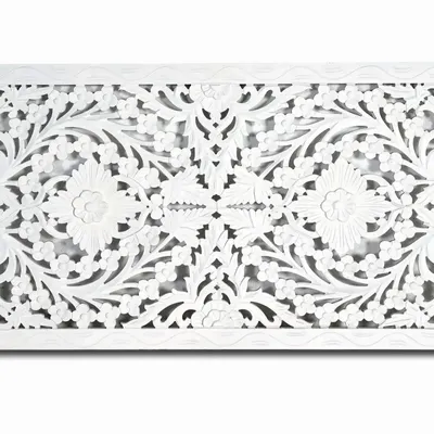 Beds - Antique White Hand Carved Headboard - GINER Y COLOMER