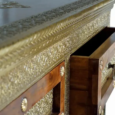 Commodes - Commode en bois d'acacia, céramique et bronze - GINER Y COLOMER