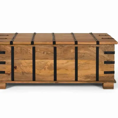 Tables basses - Table de coffre en bois de manguier massif avec finition naturelle - GINER Y COLOMER