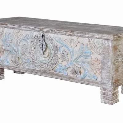 Storage boxes - Mango wood chest in pastel colors - GINER Y COLOMER