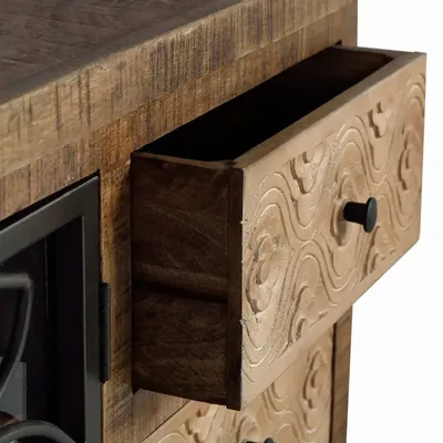 Meubles TV - Meuble TV en bois manguier marron vieilli et métal - GINER Y COLOMER