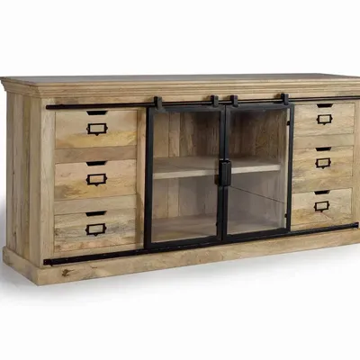 Sideboards - Mango wood and black sideboard - GINER Y COLOMER