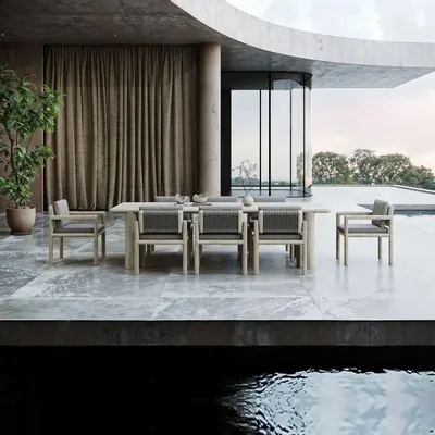 Tables de jardin - Ensemble de salle à manger Caleo-ash - SNOC