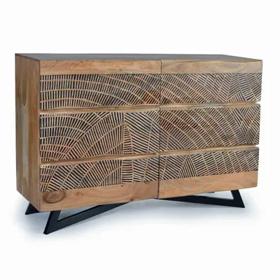 Chests of drawers - Acacia wood and metal chest of drawers - GINER Y COLOMER