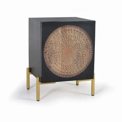 Night tables - Bedside table in dark walnut mango wood and metal - GINER Y COLOMER