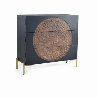 Chests of drawers - Mango wood and metal chest of drawers - GINER Y COLOMER