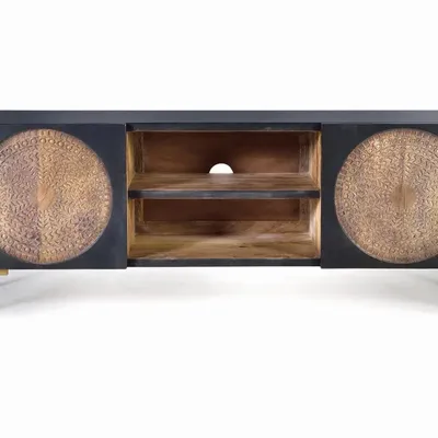 TV stands - Mango wood and metal TV cabinet - GINER Y COLOMER