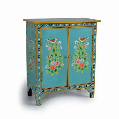 Commodes - Meuble d'appoint en bois manguier turquoise - GINER Y COLOMER