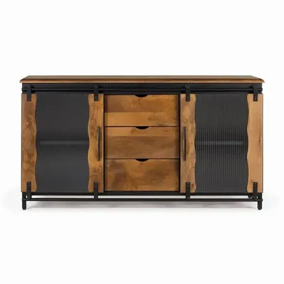 Buffets - Buffet en bois manguier et métal noir - GINER Y COLOMER