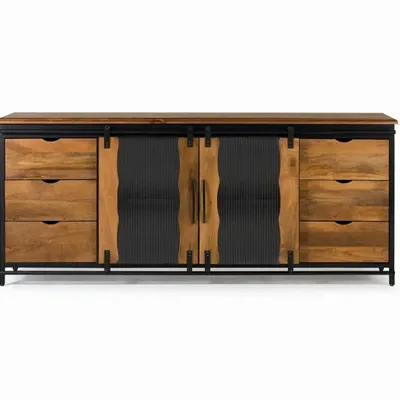 Buffets - Buffet en bois manguier et métal noir - GINER Y COLOMER