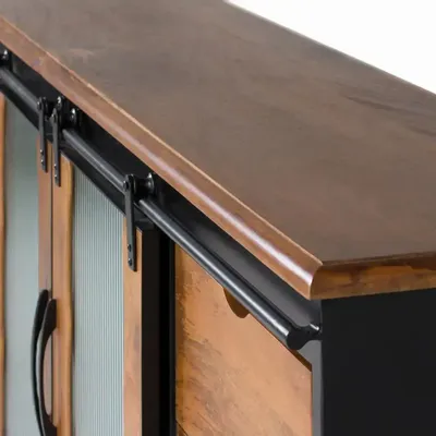 Sideboards - Sideboard in mango wood and black metal - GINER Y COLOMER