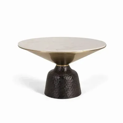 Tables basses - Table basse marbre blanc et métal noir - GINER Y COLOMER