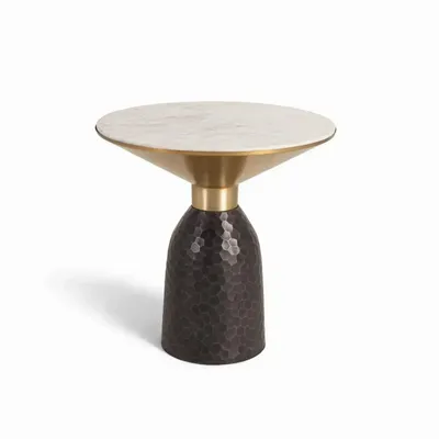 Tables basses - Table basse marbre blanc et métal noir - GINER Y COLOMER