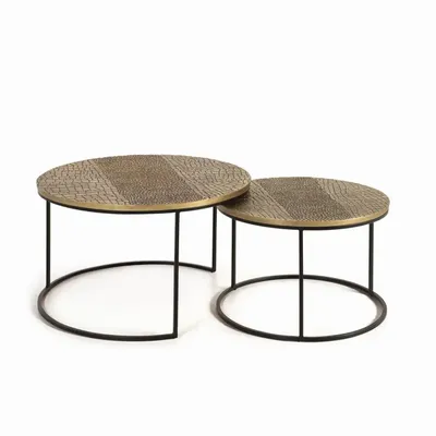Tables basses - Lot 2 tables métal et aluminium - GINER Y COLOMER