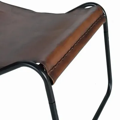 Armchairs - Set of two armchairs in brown leather and metal - GINER Y COLOMER