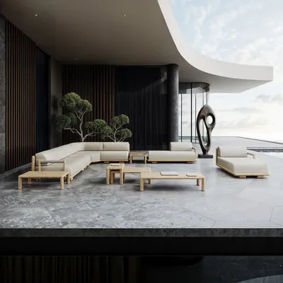 Canapés de jardin - Ensemble modulaire Caleo-natural - SNOC