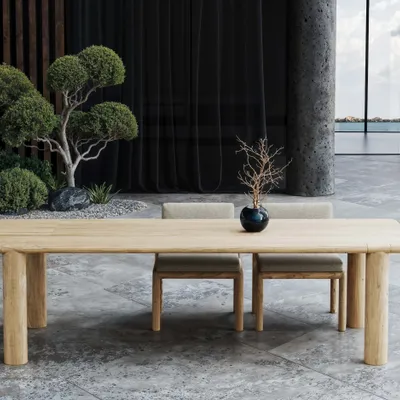 Tables de jardin - Ensemble de salle à manger Caleo-natural - SNOC