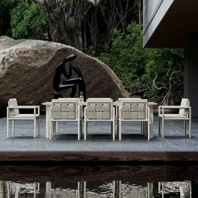 Chaises de jardin - Ensemble de salle à manger en Éclat-bisque - SNOC