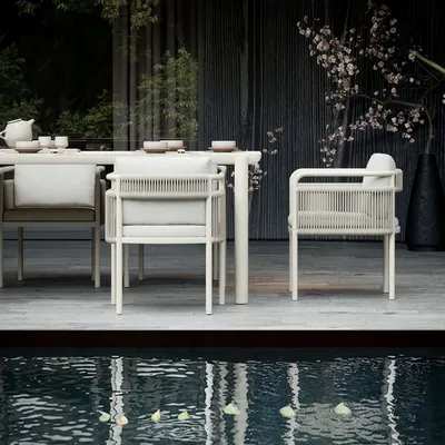 Tables de jardin - Ensemble de salle à manger Link-bisque pour 8 - SNOC