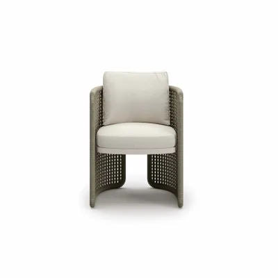 Tables de jardin - Table de salle à manger en teck sculpté Miura-bisque - SNOC