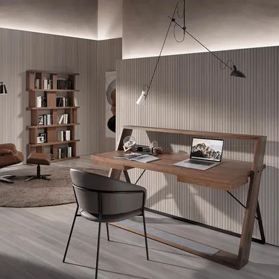 Mobilier et rangements pour bureau - Bureau en bois de noyer et acier noir - ANGEL CERDÁ