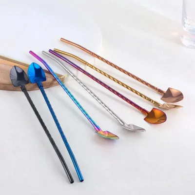 Accessoires pour le vin - Paille Twist avec touillette en forme de pelle - 2 formes et 5 coloris - SOSTRAW & SMARTTHINGS