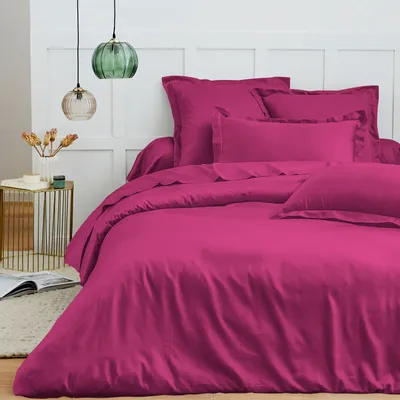Bed linens - 100% Cotton Duvet Cover 260 x 240 cm Magenta - COTON PUR
