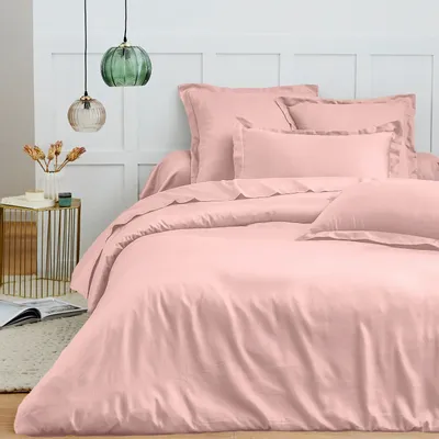 Linge de lit - Housse de couette 100% Coton 260 x 240 cm Rose Dragée - COTON PUR