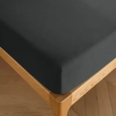 Bed linens - 100% Cotton Fitted Sheet 140 x 190 cm Truffle - COTON PUR