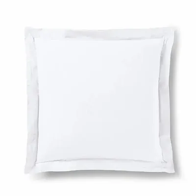 Bed linens - 100% Cotton Pillowcase Flat Quilted Ruffle 63 x 63 cm Snow - COTON PUR