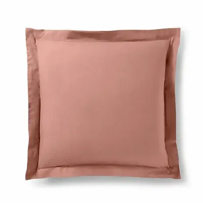 Bed linens - 100% Cotton Pillowcase Flat Ruffle Quilted 63 x 63 cm Old Pink - COTON PUR