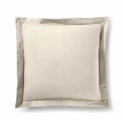 Bed linens - 100% Cotton Pillowcase Flat Ruffle Quilted 63 x 63 cm Sand - COTON PUR
