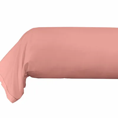 Bed linens - Percale Bolster Case 45 x 185 cm Pure Combed Long Staple Cotton 80 Thread Count/cm² Powder Pink - COTON PUR