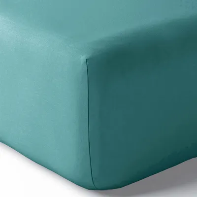 Bed linens - Percale Fitted Sheet 140 x 190 cm Pure Combed Long Fiber Cotton 80 Thread Count/cm² Peacock - COTON PUR