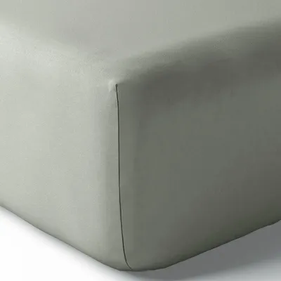 Bed linens - Percale Fitted Sheet 140 x 190 cm Pure Combed Long Fiber Cotton 80 Thread Count/cm² Slate - COTON PUR