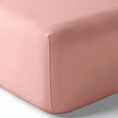 Bed linens - Percale Fitted Sheet 180 x 200 cm Pure Combed Long Staple Cotton 80 Thread Count/cm² Powder Pink - COTON PUR