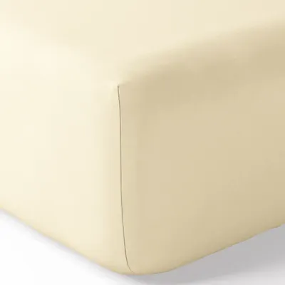 Bed linens - Percale Fitted Sheet 180 x 200 cm Pure Combed Long Staple Cotton 80 Thread Count/cm² Ivory - COTON PUR