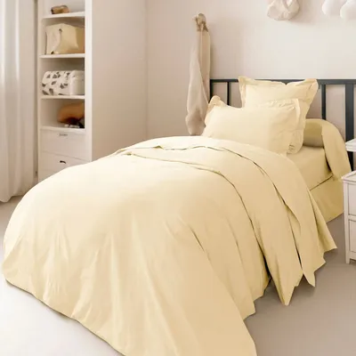 Bed linens - Percale Duvet Cover 140 x 200 cm Pure Combed Long Staple Cotton 80 Thread Count/cm² Ivory - COTON PUR