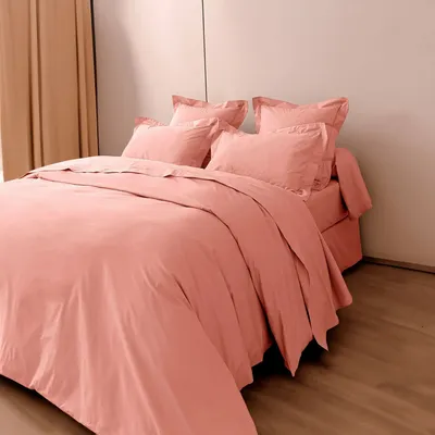 Bed linens - Percale Duvet Cover 260 x 240 cm Pure Combed Long Staple Cotton 80 Thread Count/cm² Powder Pink - COTON PUR