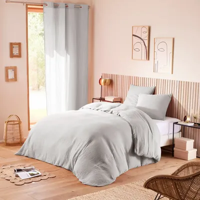 Bed linens - Complete 4 Piece Duvet Cover Pack Cotton Gauze 240 x 220 cm Dh 140 Pearl - COTON PUR