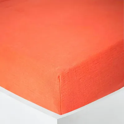 Linge de lit - Drap housse Gaze de Coton 90 x 190 cm Terracotta - COTON PUR